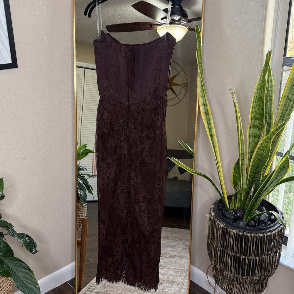 HOUSE OF CB 'Larra' Bitter Chocolate Lace Corset Midi Dress & Bolero NWOT - Picture 11 of 12